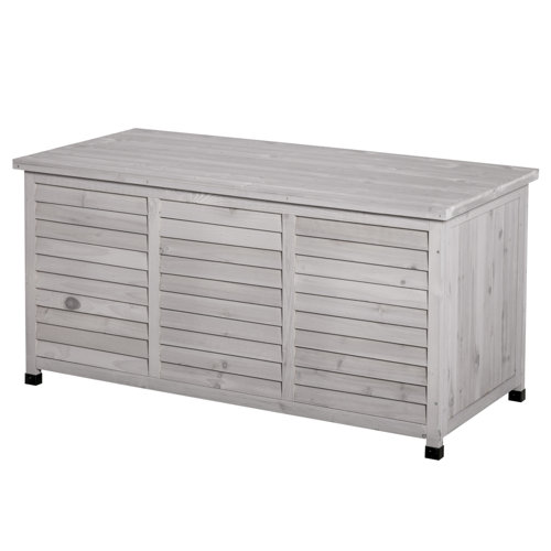 Outsunny 75 Gallon Water Resistant Fir Solid Wood Deck Box in Gray